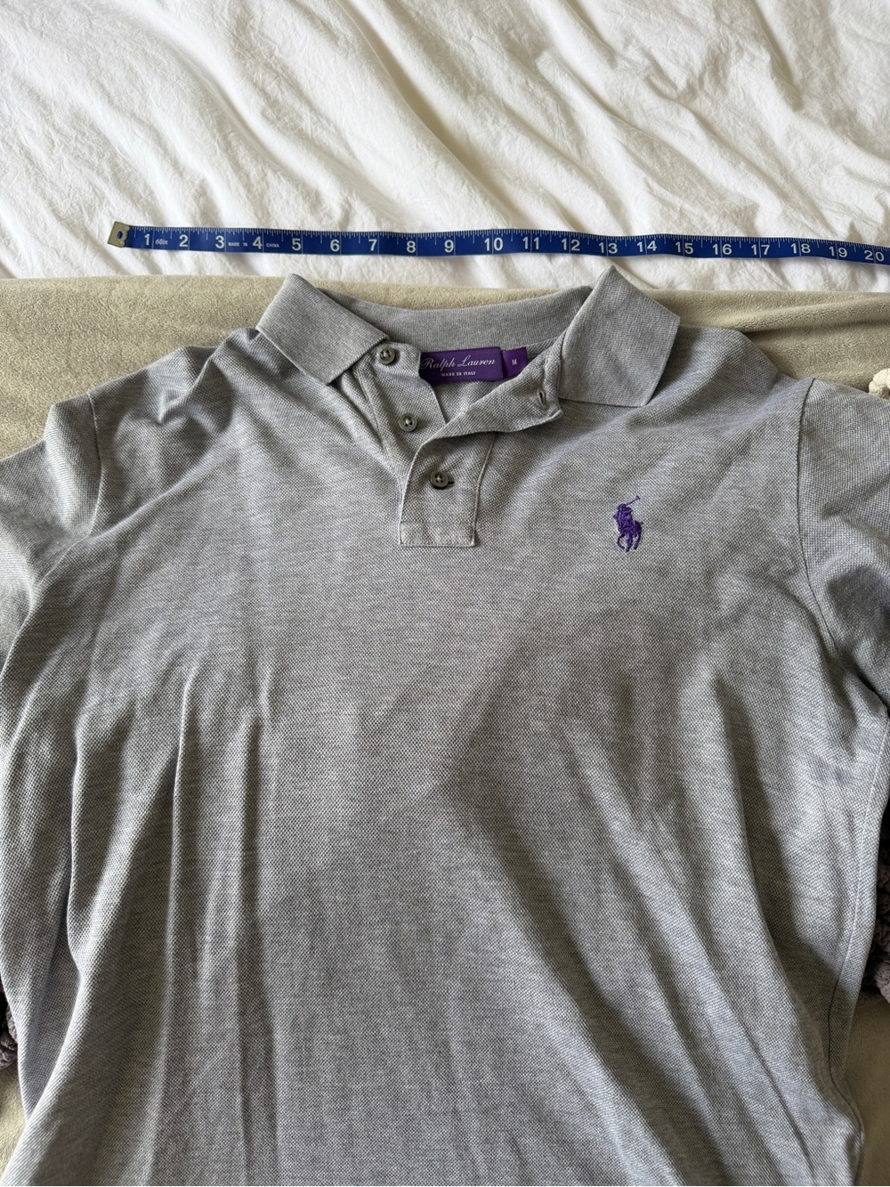 Ralph Lauren Purple Label Men’s Grey Polo Shirt with Purple Pony